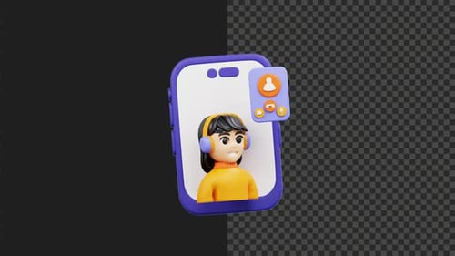 3D Video Call Animation Transparent Background