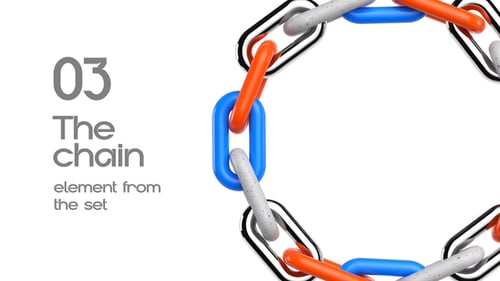 Abstract 3D colorful chain links connection concept, teamwork network structure loop set