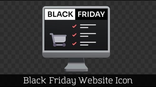 Flat Design Black Friday Text Reveal on Monitor