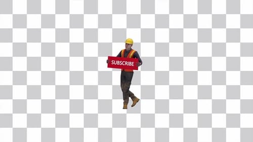Póster Builder Man Walk With Subscribe