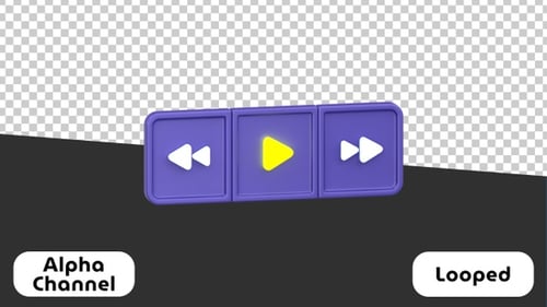 Animación 3D de los botones de control del reproductor multimedia | Alpha Channel