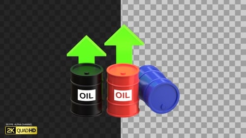 3D Increasing oil prices | Alpha Channel
