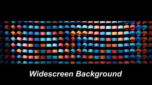 Abstract Dynamic Waving Pattern of Colorful Geometric 3D Shapes