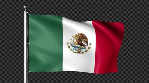 Realistic Waving Mexican Flag with Alpha Channel