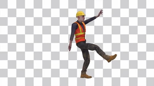Hombre constructor bailando en bucle