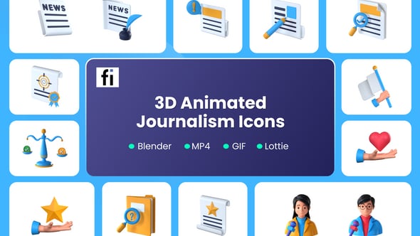 3D Animated Reporting Icon Set, Elements Motion Graphics ft. News ...