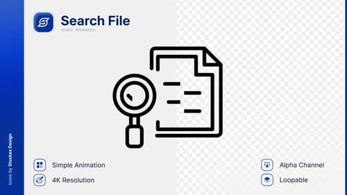Animated Search File Document Icon with Checkmark