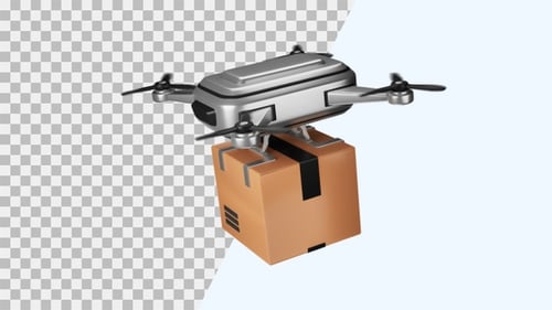 3D Animation Icon of Drone Delivery | Alpha Channel
