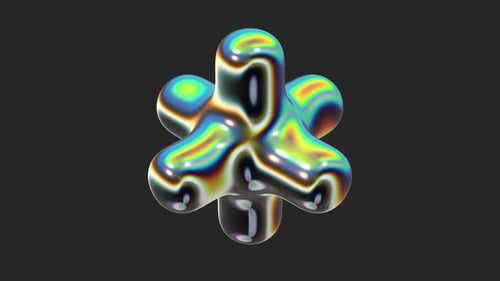 Abstract Object Pipe Joint Cross Metal Steel Glossy Reflection Chrome Holographic Hologram Trance