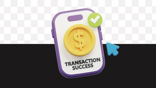 Mobile Phone Online Transaction Success 3D Animation