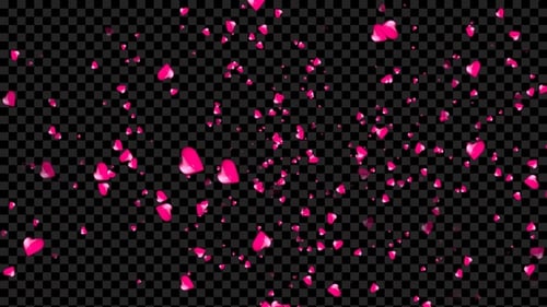 Falling Pink Hearts Romantic Animation Overlay