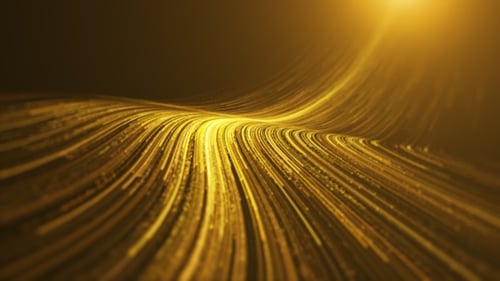 Abstract Golden Flowing Lines Particles Background Animation
