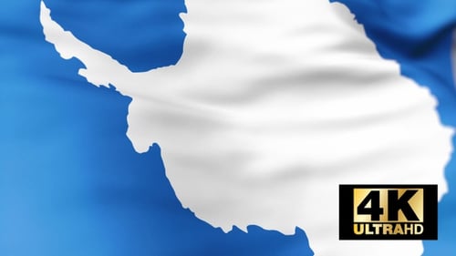 Antarctica Flag Waving Animation on Blue Fabric