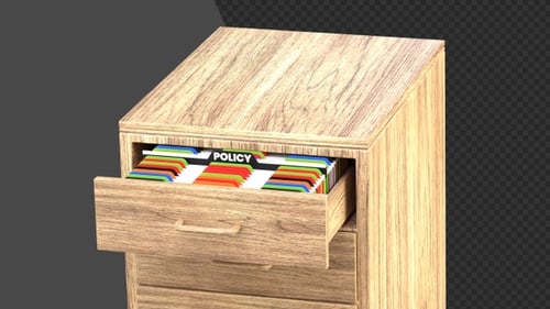 Animation 3D d'un classeur de bureau avec un fichier de politique d'entreprise | Alpha Channel