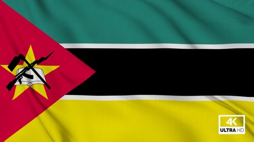Mozambique Flag Waving Fabric Background