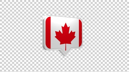 Canadian Flag 3D Speech Bubble Pop-Up Icon