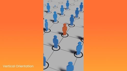 Minimalist 3D People Expanding In A Network Grid