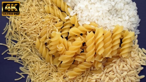 Uncooked Rice, Noodles, and Pasta Close Up