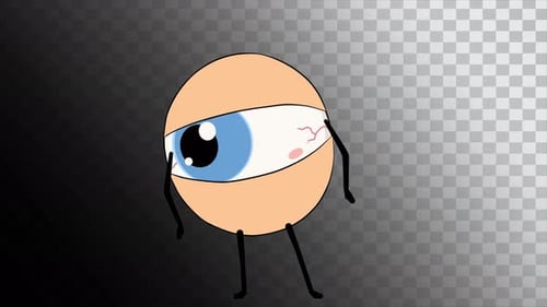 Animated Cartoon Eyeball Character Blinking and Looking Around