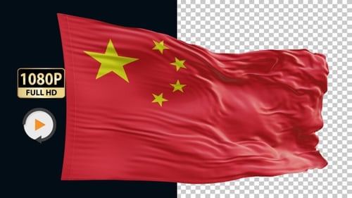 Seamless Loop Waving China National Flag Animation