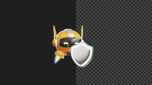 Transparenter Hintergrund für 3D-Roboter-Sicherheitsanimation
