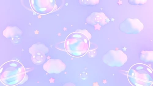 Dreamy Pastel Abstract Space Bubbles and Clouds Loop