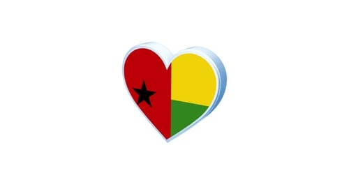 Animated 3D Heart with Guinea-Bissau Flag