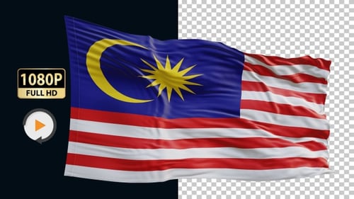 Realistic Waving Malaysia Flag Animation