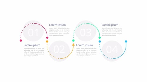 Corporate management round infographic 4 steps template animation