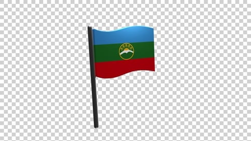 Animated 3D Waving Flag of Karachay-Cherkessia