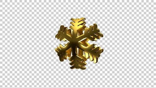 Golden 3D Snowflake Rotating Loop V7