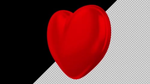 Animated Glossy Red Heart Rotation with Alpha Channel