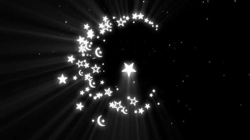 Elegant Glowing Crescent Moon and Stars Eid Mubarak Animation Reveal