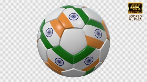 Seamlessly Rotating 3D Soccer Ball with Indian Flag