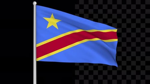 Democratic Republic of Congo Flag Waving with Alpha Channel