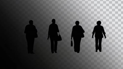 Animated Walking People Silhouettes with Transparent Background