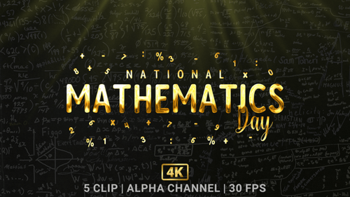 Glossy Golden National Mathematics Day Text Reveal Animation