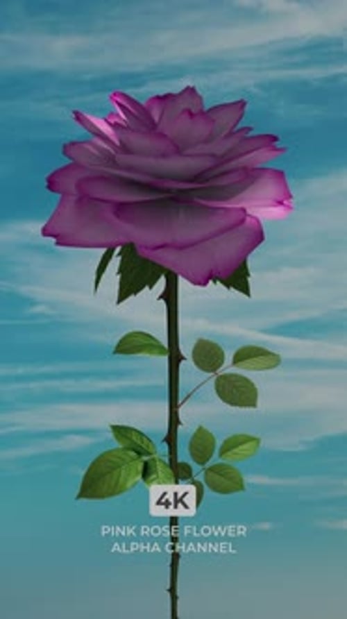 Elegant Purple Rose Blooming Gracefully on Transparent Background