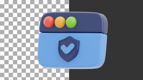 3D Animation of Secure Website Shield | Alpha Channel