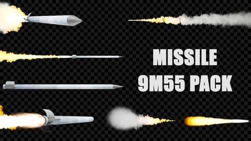 Flying Missile Launch and Exhaust Alpha Channel