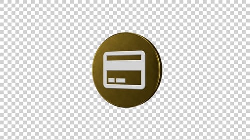 Kreditkartensymbol, rotierend, goldfarben