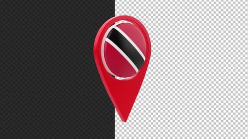 Animated 3D Map Pointer with Trinidad and Tobago Flag