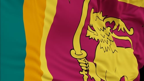 The Sri Lanka flag with alpha channel waving in the wind in slow motion