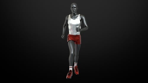 3D Animated Runner Figure on Transparent Alpha Channel