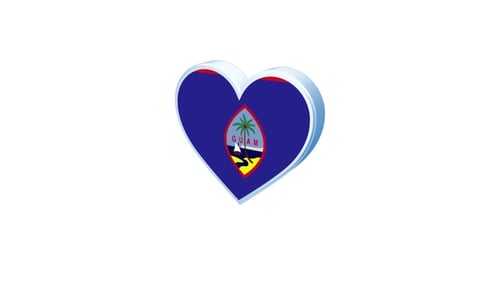 Animated 3D Heart with Guam Flag
