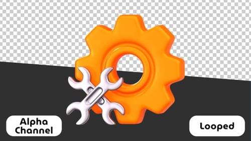 Animated 3D Gear and Wrenches Settings Icon