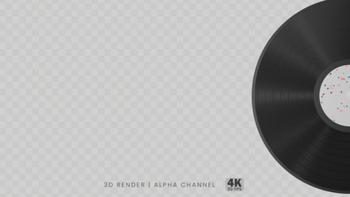 Rotating 3D Vinyl Record Alpha Channel Overlay