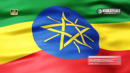 Realistic Waving Flag of Ethiopia