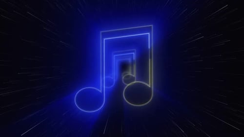 Neon Musical Notes Background, VJ Loop