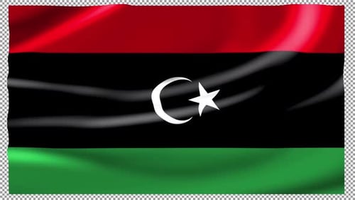 Libyan Flag Waving with Alpha Channel
